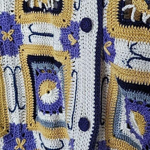 Peruvian Connection Handmade Pima Cotton Knit Cardigan Size Small - Picture 10 of 13